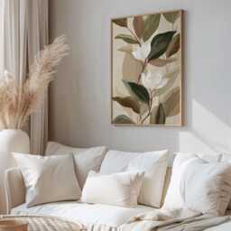 Neutral Botanical Print, Magnolia Wall Art, Beige Sage Green Floral Poster, Minimal Nature Decor For Bedroom, Living Room, Hallway - thumbnail 2