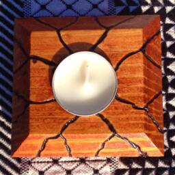 Scorched By Odin's Strike - Lightning Scorch Salvaged Wood Candle Holder Tea Light Norse Inspired Burned Odin Wooden Decor - thumbnail 2