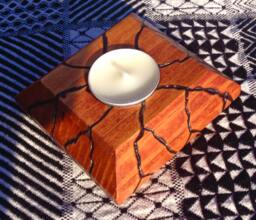 Scorched By Odin's Strike - Lightning Scorch Salvaged Wood Candle Holder Tea Light Norse Inspired Burned Odin Wooden Decor