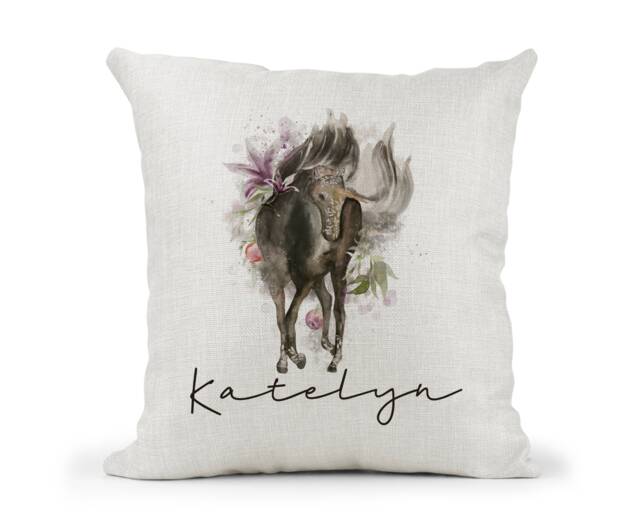 Personalised Unicorn Cream Cushion. Watercolour Horse/Unicorn.. Girls Bedroom Decor Gift - image 1