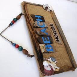 Beach House. Wall Decor With Burlap & Shells, Home Decor, Wood Shells Peacelovedriftwood - thumbnail 3