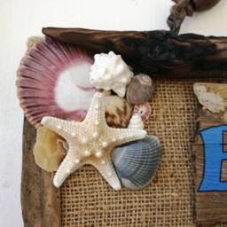 Beach House. Wall Decor With Burlap & Shells, Home Decor, Wood Shells Peacelovedriftwood - thumbnail 2