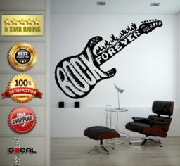 Rock Hard Forever Electro Electric Guitar Music Tool Wall Decal Vinyl Sticker Mural Room Decor L1768 - thumbnail 1