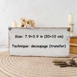 Boho Floral Key Rack, White Distressed Wood, Wall Decor - thumbnail 3
