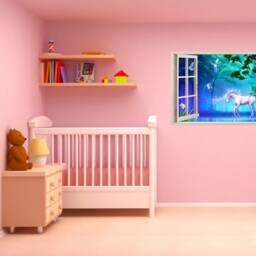 Full Colour Unicorn Wall Art, Sticker, 3D Window, PVC Decal, Modern Transfer - thumbnail 2