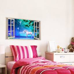 Full Colour Unicorn Wall Art, Sticker, 3D Window, PVC Decal, Modern Transfer - thumbnail 3