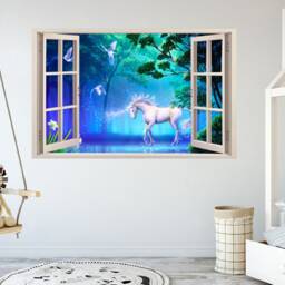 Full Colour Unicorn Wall Art, Sticker, 3D Window, PVC Decal, Modern Transfer - thumbnail 4