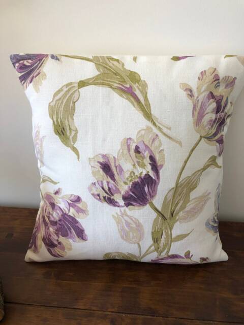 Handmade Cushion in Laura Ashley Gosford Plum Fabric Purple Tulip Floral Pattern Lounge Bedroom Armchair Couch Cottage Birthday Present - image 1