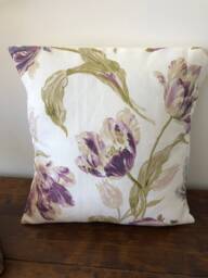 Handmade Cushion in Laura Ashley Gosford Plum Fabric Purple Tulip Floral Pattern Lounge Bedroom Armchair Couch Cottage Birthday Present - thumbnail 1