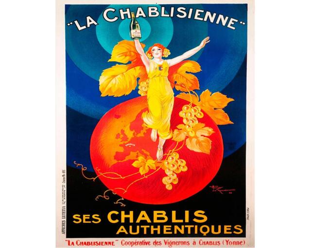 La Chablisienne Ses Chablis Authentiques Vintage Advertising Enamel Metal Tin Sign Wall Plaque