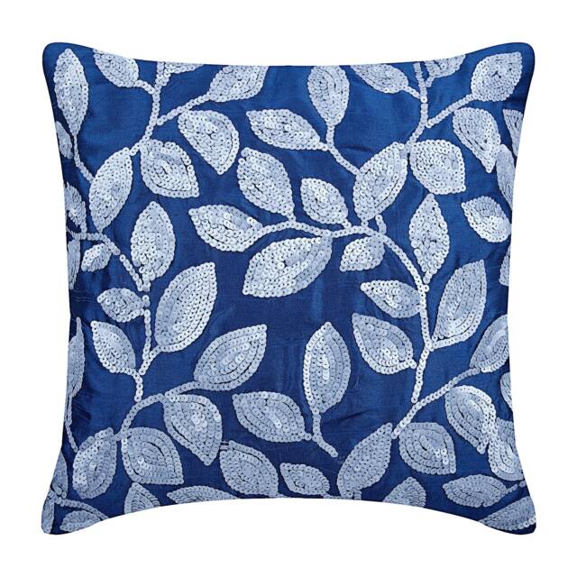 "Art Silk Royal Blue Throw Pillow Cover 16""x16" - image 1