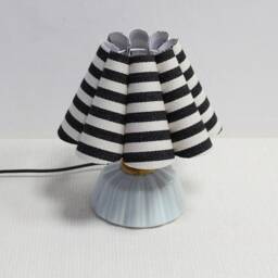 Handmade Black Stripe Fabric Table Lamp With Ceramic Base-95# - thumbnail 3
