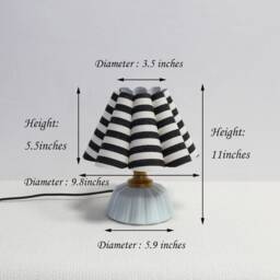 Handmade Black Stripe Fabric Table Lamp With Ceramic Base-95# - thumbnail 2
