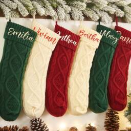 Personalized Christmas Stockings, Embroidered Holiday Stocking, Gift, Knitted Monogram Family Xmas Decoration - thumbnail 2