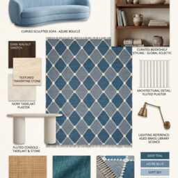 Contemporary Blue Handwoven Dhurrie Rug - Geometric Cotton Flatweave For Scandinavian & Coastal Interiors in Custom Options - thumbnail 3