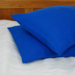 Set Of 2 Linen Pillow Cases. Linen Case in Royal Blue. Stone Washed, Soft Sham. Envelope Closure Cover - thumbnail 3