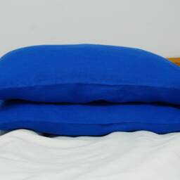 Set Of 2 Linen Pillow Cases. Linen Case in Royal Blue. Stone Washed, Soft Sham. Envelope Closure Cover - thumbnail 4