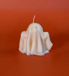 Sheet Ghost Candle Halloween Decor, Handcrafted Soy Wax Candle - thumbnail 1