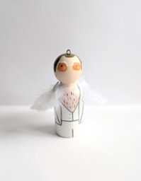 Hand-Painted Elton John Inspired Peg Doll Ornament - 6cm Christmas Decoration - thumbnail 1