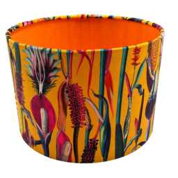Botanical Velvet Lampshade With Mustard Gold Lining in Sunburst - Orange Colour, Handmade Lampshades, Table Lampshades - thumbnail 1
