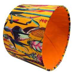 Botanical Velvet Lampshade With Mustard Gold Lining in Sunburst - Orange Colour, Handmade Lampshades, Table Lampshades - thumbnail 3