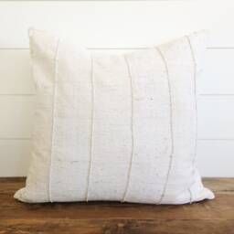 Brooklyn // Authentic African Mud Cloth Pillow Cover - Neutral Tonal Stripes - thumbnail 1
