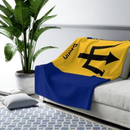 Barbados Flag Blanket, Of Barbados, Custom Personalized Country Gift, Barbados Name - thumbnail 1