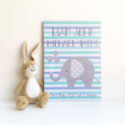 Personalised Baby Boy Plaque, New Gift, Elephant Nursery Decor, Birth Announcement Boys Christening Name Plaque - thumbnail 1