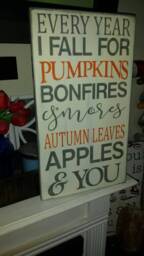 Every Year I Fall For Pumpkins Bonfires Smores Autumn Leaves Apples & You Distressed Wood Sign Large Wall Hanging Primitive Decor