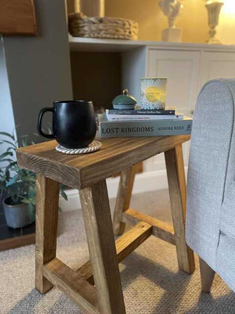 Rustic Wooden Display Stool - Solid Wood Side Table - image 1