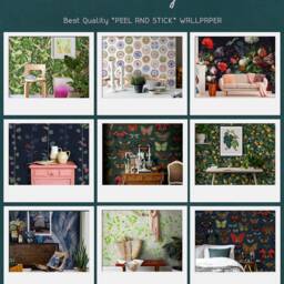 Wallpaper With Peony & Tulip Flowers, Large Black Wall Paper Decor, Designer Wildflowers Wallpaper, Blush Floral Mural - thumbnail 4