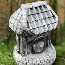 Concrete Wishing Well Statue Miniature Ornament Cement Fairy Tale Stone Yard Decoration Home Sculpture Front Door Gift - thumbnail 2