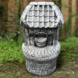 Concrete Wishing Well Statue Miniature Ornament Cement Fairy Tale Stone Yard Decoration Home Sculpture Front Door Gift - thumbnail 1
