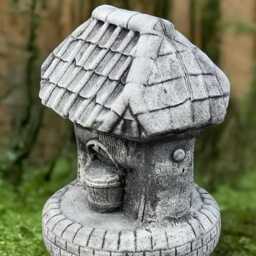 Concrete Wishing Well Statue Miniature Ornament Cement Fairy Tale Stone Yard Decoration Home Sculpture Front Door Gift - thumbnail 3