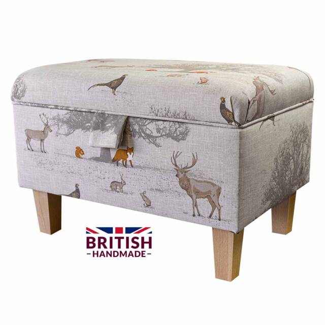Tatton Autumn Handmade Storage Ottoman Footstool - Animal Upholstered Pouffe Toy Box British Bespoke Made - image 1