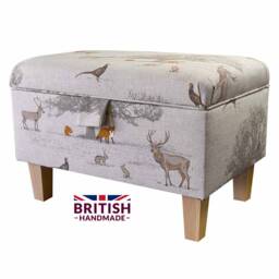 Tatton Autumn Handmade Storage Ottoman Footstool - Animal Upholstered Pouffe Toy Box British Bespoke Made - thumbnail 1