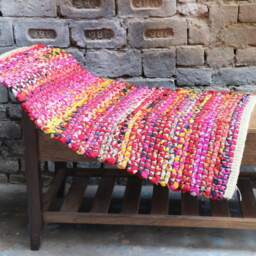 Handwoven Cotton Rag Rug Colorful Chindi Dhurrie Runner - thumbnail 2