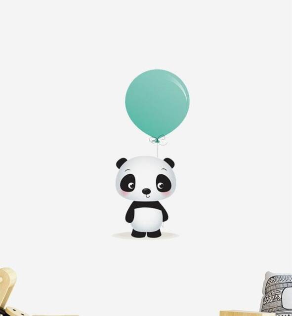 Panda With Big Balloon Wall Sticker Decal - Nursery Stickers, Animal Decals, Home Decor, Baby Room, Art, Girl, Boy