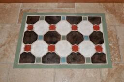 Hand Painted Mocha & Ivory Tiles - Floorcloth - thumbnail 1