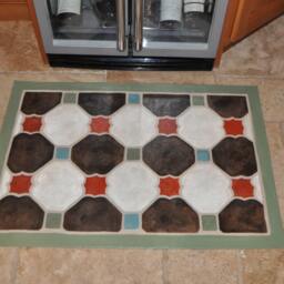 Hand Painted Mocha & Ivory Tiles - Floorcloth - thumbnail 2