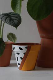 Hand Painted Terracotta Plant Pot For Houseplants - Customisable With Drainage & Saucers To Match Great Gift Idea - thumbnail 1