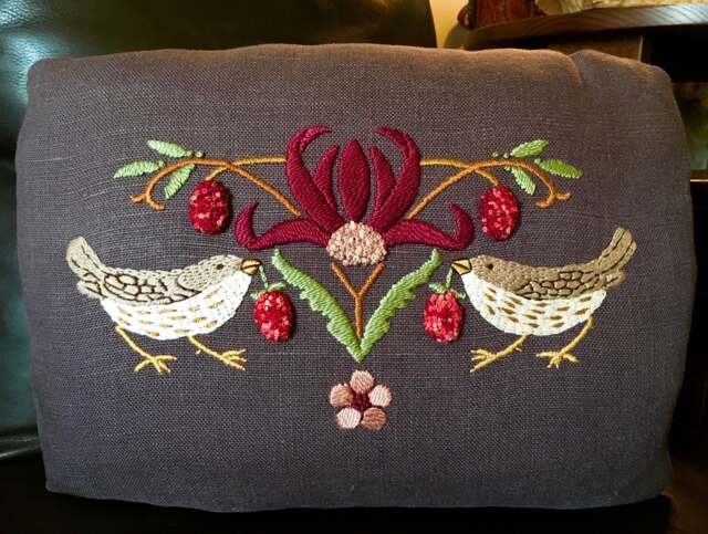 "Embroidery Kit Strawberry Thief Pillow, 12""x 16" - image 1