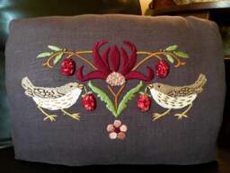 "Embroidery Kit Strawberry Thief Pillow, 12""x 16"