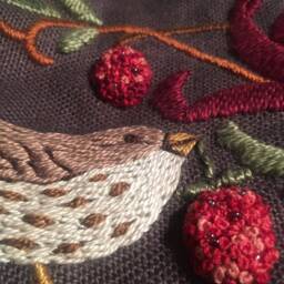 "Embroidery Kit Strawberry Thief Pillow, 12""x 16" - thumbnail 2
