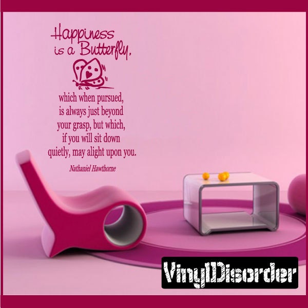 Happiness Is A Butterfly - Vinyl Wall Decal Quotes Sticker Hj025Happinessisviet - image 1