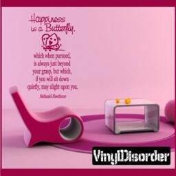 Happiness Is A Butterfly - Vinyl Wall Decal Quotes Sticker Hj025Happinessisviet - thumbnail 1