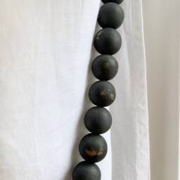 Farmhouse Black Distressed Wood Bead Curtain Tiebacks Rustic Window Decor - thumbnail 3