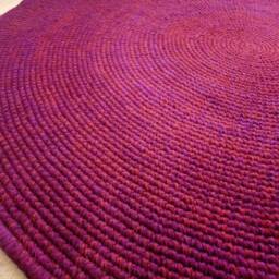 Handmade Wool Round Rug Modern Crochet Area Rug - thumbnail 3