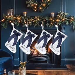 Personalised Bow Christmas Stockings, Gifts, Stocking, Decorations, Custom Family Holiday Decor