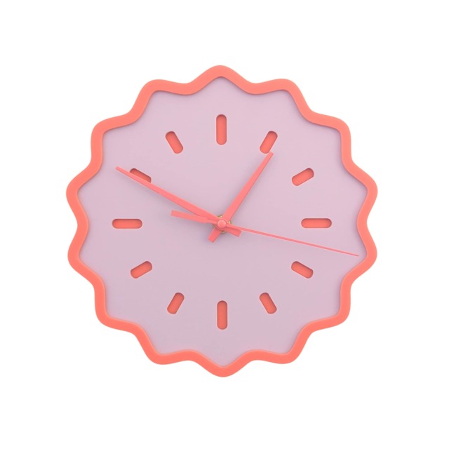 Fluted Geometric Acrylic Wall Clock - Mauve & Melon - image 1
